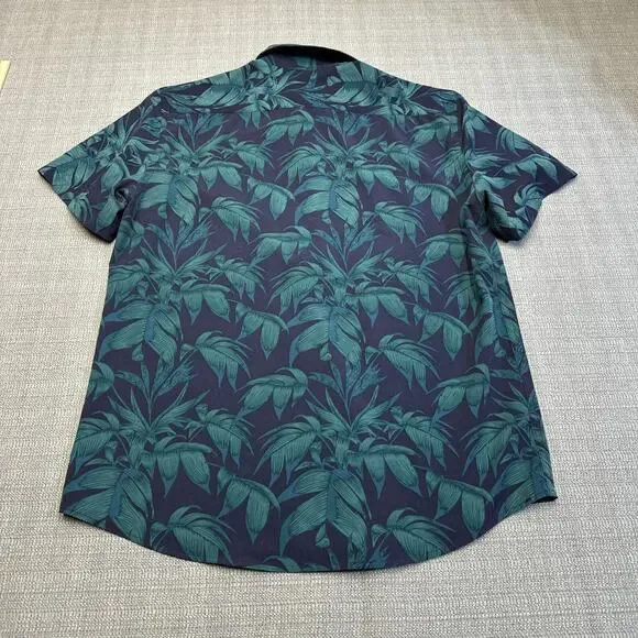 Cotton & Co Shirt Mens Medium Hawaiian Palm Leaf Button Lightweight Aloha Resort - Picture 4 of 8